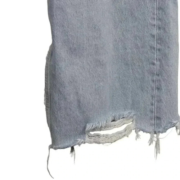 Zara Destroyed High Rise Full Length Jeans With Vents Slits Light Wash Raw Hem 6 - Picture 7 of 16